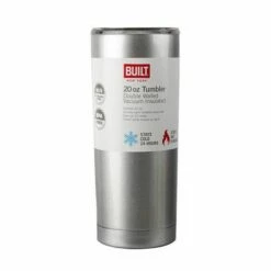 Built 568ml Double Walled Stainless Steel Travel Mug - Silver | Insulated Drinkware for Hot & Cold Beverages -HARTS OF STUR Sales 5193244 Built 20oz Water Tumbler Silver 2