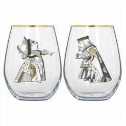 Alice In Wonderland Set Of 2 Tumblers - 500ml Glass Cups with Unique Design