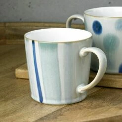 Denby Blue Stripe Painted Large Mug - Premium Ceramic Drinkware -HARTS OF STUR Sales 61010745 Denby Handcrafted Blue Stripe Painted Large Mug 2