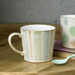Denby Multi Stripe Painted Large Mug - Premium Ceramic Drinkware -HARTS OF STUR Sales 61010747 Denby Handcrafted Multi Stripe Painted Large Mug 2