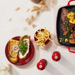 Le Creuset Cerise Stoneware 22cm Side Plate - Durable & Stylish Tableware -HARTS OF STUR Sales 70203220600099 Le Creuset Cerise Stoneware 22cm Side Plate 5 1