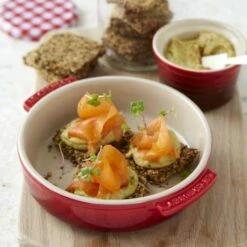 Le Creuset Cerise Stoneware 14cm Tapas Dish - Durable Serveware for Stylish Dining -HARTS OF STUR Sales 72102140600001 Le Creuset 14cm Tapas Dish Cerise 4