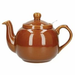 London Pottery Farmhouse Filter 4 Cup Teapot Rockingham Brown | Classic Brown Teapot for Tea Lovers