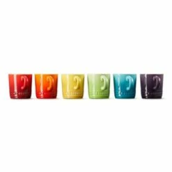 Le Creuset Rainbow Collection Set Of 6 Espresso Mugs - Vibrant Stoneware Drinkware -HARTS OF STUR Sales 79114108359030 Le Creuset Rainbow Espresso Mugs 6 Pack 2