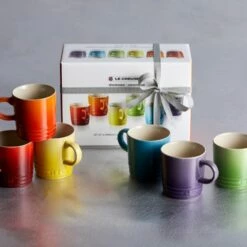 Le Creuset Rainbow Collection Set Of 6 Espresso Mugs - Vibrant Stoneware Drinkware -HARTS OF STUR Sales 79114108359030 Le Creuset Rainbow Espresso Mugs 6 Pack 3