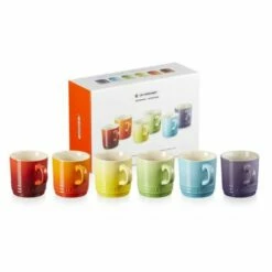 Le Creuset Stoneware Set Of 6 Rainbow Cappuccino Mugs - Premium Drinkware Collection -HARTS OF STUR Sales 79114208359030 Le Creuset Rainbow Cappuccino Mugs 6 Pack 3