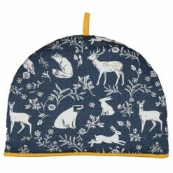 Ulster Weavers Forest Friends Navy & Springtime Yellow Tea Cosy | Tea Cosies | Handmade in UK