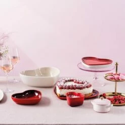 Le Creuset L'Amour Heart Collection Shell Pink 23cm Heart Plate - Premium Tableware for Romantic Dining -HARTS OF STUR Sales 80255237770099 Le Creuset LAmour Heart Collection 22cm Heart Plate Shell Pink 4