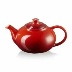 Le Creuset Cerise Stoneware Classic Teapot - 1.2L, Cherry Red, Durable & Stylish