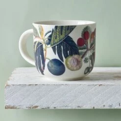 Royal Botanic Gardens Kew Fruit & Floral White Ceramic Mug 290ml - Elegant Drinkware -HARTS OF STUR Sales 852059 RBG Kew Fruit And Floral White Mug 2