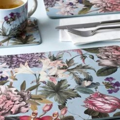 Royal Botanic Gardens Kew Bee Floral Rectangle Corkback Placemat Pack of 4 | Eco-Friendly Table Mats -HARTS OF STUR Sales 852080 RB Garden Kew Bee Floral Rectangle Corkback Placemats 4