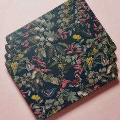 Royal Botanic Gardens Kew Midnight Floral Rectangle Placemat Pack of 4 - Elegant Table Mats for Dining & Decor -HARTS OF STUR Sales 852127 RBG Kew Midnight Floral Rectangle Placemats 1