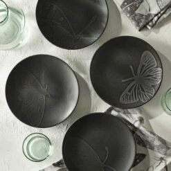 Royal Botanic Gardens Kew Living Jewels Set of 4 Black Side Plates | Elegant Tableware