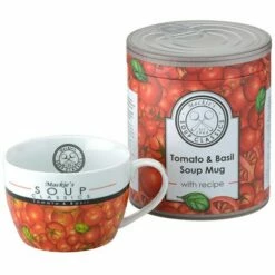 Clare Mackie Tomato Soup Mug - 400ml Ceramic Soup Cup with Handle, Microwave & Dishwasher Safe