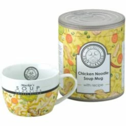 Clare Mackie Chicken Noodle Soup Mug - 400ml Ceramic Soup Cup with Handle, Microwave & Dishwasher Safe