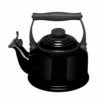 Le Creuset Black Traditional Kettle - Premium Stovetop Tea Kettle, Enamelled Cast Iron, 1.7L Capacity -HARTS OF STUR Sales 92000800 Le Creuset Satin Black Traditional Kettle