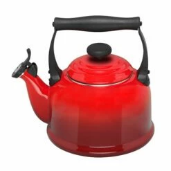 Le Creuset Cerise Traditional Enamel Stovetop Kettle - 1.7L, Cherry Red