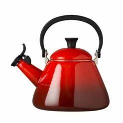 Le Creuset Cerise Kone Kettle - 1.7L Enamelled Cast Iron Stovetop Kettle, Cherry Red