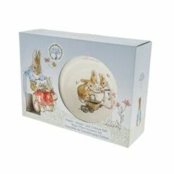 Beatrix Potter Flopsy Mopsy & Cottontail 3-Piece Nursery Tableware Set | Kids Tableware Collection -HARTS OF STUR Sales A26699 Beatrix Potter Flopsy Mopsy And Cottontail 3 Piece Nursery Set 4