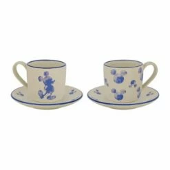 Disney Mono Espresso Cup and Saucer Set of 2 - Elegant Drinkware for Coffee Lovers