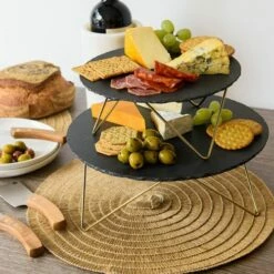 Artesa 2 Tier Slate Serving Platter - Elegant Tableware for Stylish Dining -HARTS OF STUR Sales ART2TSLATE Artesa 2 Tier Slate Serving Platter 3