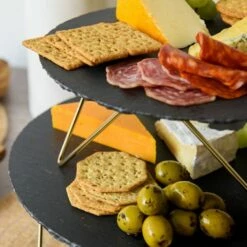Artesa 2 Tier Slate Serving Platter - Elegant Tableware for Stylish Dining -HARTS OF STUR Sales ART2TSLATE Artesa 2 Tier Slate Serving Platter 4