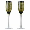 Artland Set Of 2 Midnight Peacock Champagne Flutes - Elegant Drinkware for Special Occasions -HARTS OF STUR Sales ART51194ST2 Artland Set of 2 Midnight Peacock Champagne Flutes