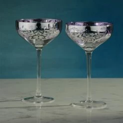 Artland Filigree Champagne Saucers Lilac Set Of 2 - Elegant Drinkware for Special Occasions -HARTS OF STUR Sales ART52111ST2 Artland Set of 2 Filigree Champagne Saucers Lilac 1