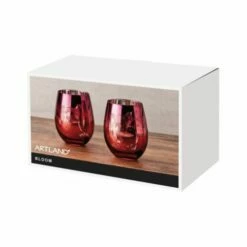 Artland Set Of 2 Bloom Stemless Tumblers - Elegant Drinkware for Wine & Cocktails -HARTS OF STUR Sales ART52133ST2 Artland Set of 2 Bloom Stemless DOF Tumblers 1
