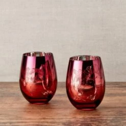 Artland Set Of 2 Bloom Stemless Tumblers - Elegant Drinkware for Wine & Cocktails -HARTS OF STUR Sales ART52133ST2 Artland Set of 2 Bloom Stemless DOF Tumblers 2