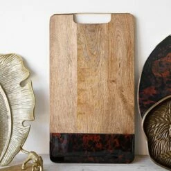 Artesa Rectangular Serving Board with Tortoise Shell Resin Edge - Premium Serveware for Stylish Dining -HARTS OF STUR Sales ARTBOARDTORT Artesa Rectangular Serving Board Tortoise Shell Resin Edge 2