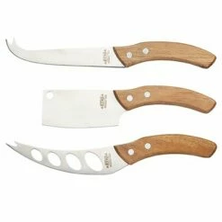 Artesa 3 Piece Cheese Knife Set with Wooden Handle - Premium Stainless Steel Cheese Knives for Serving
