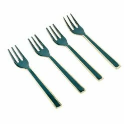 Artesa Enamel Small Serving Forks Set of 4 - Green | Elegant Cutlery for Dining