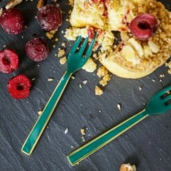 Artesa Enamel Small Serving Forks Set of 4 - Green | Elegant Cutlery for Dining -HARTS OF STUR Sales ARTFKGRN4PC Artesa Enamel Small Serving Forks Set 4 Green 4