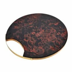 Artesa Round Serving Board with Tortoise Shell Resin Finish - Elegant Tableware for Stylish Dining