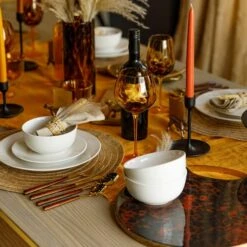 Artesa Round Serving Board with Tortoise Shell Resin Finish - Elegant Tableware for Stylish Dining -HARTS OF STUR Sales ARTPLATTORT Artesa Round Serving Board Tortoise Shell Resin Finish 5