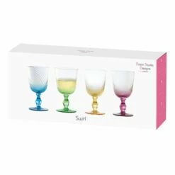 Anton Studio Designs Swirl Wine Goblets Set of 4 - Elegant Drinkware for Wine Lovers -HARTS OF STUR Sales ASD10004 Anton Studio Designs Set of 4 Swirl Wine Goblets 1