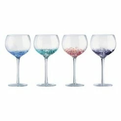 Anton Studios Set of 4 Speckle Gin Glasses - Elegant Drinkware for Cocktails & Spirits