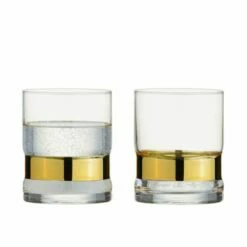 Anton Studios Set Of 2 SoHo DOF Tumblers Gold - Elegant Drinkware Glasses