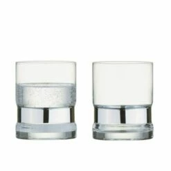 Anton Studios Set Of 2 SoHo DOF Tumblers Silver - Elegant Drinkware Glasses
