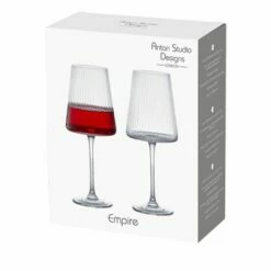 Anton Studio Designs Empire Wine Glasses Set Of 2 - Elegant Crystal Drinkware for Red & White Wine -HARTS OF STUR Sales ASD10345 Anton Studio Designs Set of 2 Empire Wine Glasses 2