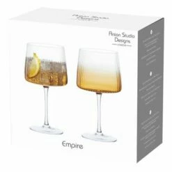 Anton Studios Empire Set of 2 Amber Gin Glasses - Elegant Drinkware for Cocktails & Spirits -HARTS OF STUR Sales ASD10359 Anton Studios Set of 2 Empire Gin Glasses Amber 3