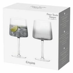 Anton Studios Empire Set of 2 Smoke Gin Glasses - Elegant Drinkware for Cocktails 10 Anton Studios Empire Set of 2 Smoke Gin Glasses - Elegant Drinkware for Cocktails -HARTS OF STUR Sales ASD10372 Anton Studios Set of 2 Empire Gin Glasses Smoke 3