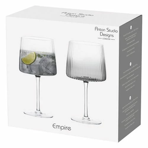 Anton Studios Empire Set of 2 Smoke Gin Glasses - Elegant Drinkware for Cocktails 6 Anton Studios Empire Set of 2 Smoke Gin Glasses - Elegant Drinkware for Cocktails - Image 4