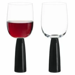 Anton Studios Oslo Set of 2 Black Wine Glasses - Elegant Drinkware for Red & White Wines 9 Anton Studios Oslo Set of 2 Black Wine Glasses - Elegant Drinkware for Red & White Wines -HARTS OF STUR Sales ASD10383 Anton Studios Set of 2 Oslo Wine Glasses Black 1