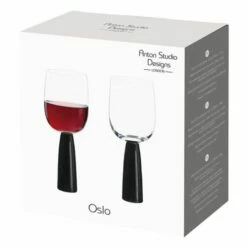 Anton Studios Oslo Set of 2 Black Wine Glasses - Elegant Drinkware for Red & White Wines 11 Anton Studios Oslo Set of 2 Black Wine Glasses - Elegant Drinkware for Red & White Wines -HARTS OF STUR Sales ASD10383 Anton Studios Set of 2 Oslo Wine Glasses Black 3