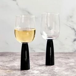 Anton Studios Oslo Set of 2 Black Wine Glasses - Elegant Drinkware for Red & White Wines 12 Anton Studios Oslo Set of 2 Black Wine Glasses - Elegant Drinkware for Red & White Wines -HARTS OF STUR Sales ASD10383 Anton Studios Set of 2 Oslo Wine Glasses Black 4