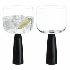 Anton Studios Oslo Set of 2 Black Gin Glasses - Elegant Drinkware for Cocktails -HARTS OF STUR Sales ASD10384 Anton Studios Set of 2 Oslo Gin Glasses Black 1