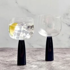 Anton Studios Oslo Set of 2 Black Gin Glasses - Elegant Drinkware for Cocktails -HARTS OF STUR Sales ASD10384 Anton Studios Set of 2 Oslo Gin Glasses Black 4