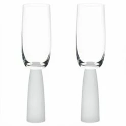 Anton Studios Oslo Set of 2 Frosted Champagne Flutes - Elegant Drinkware for Celebrations
